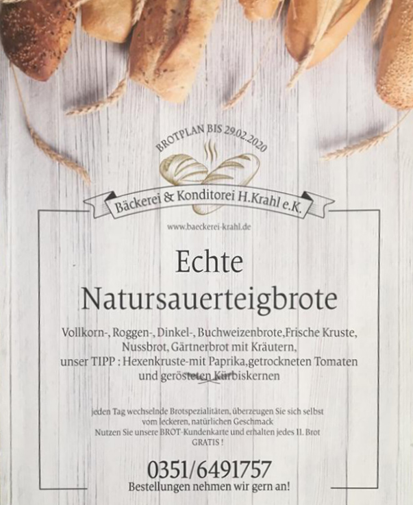 Plakat Echte Natursauerteigbrote bei Krahl